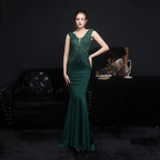 Amelia embroidered Stylish sequined fishtail dress