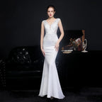 Amelia embroidered Stylish sequined fishtail dress