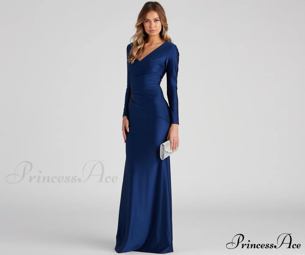 Amelia Long Stylish Sleeve Mermaid Dress