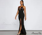 Amelie Formal High Charming Slit Crepe Dress