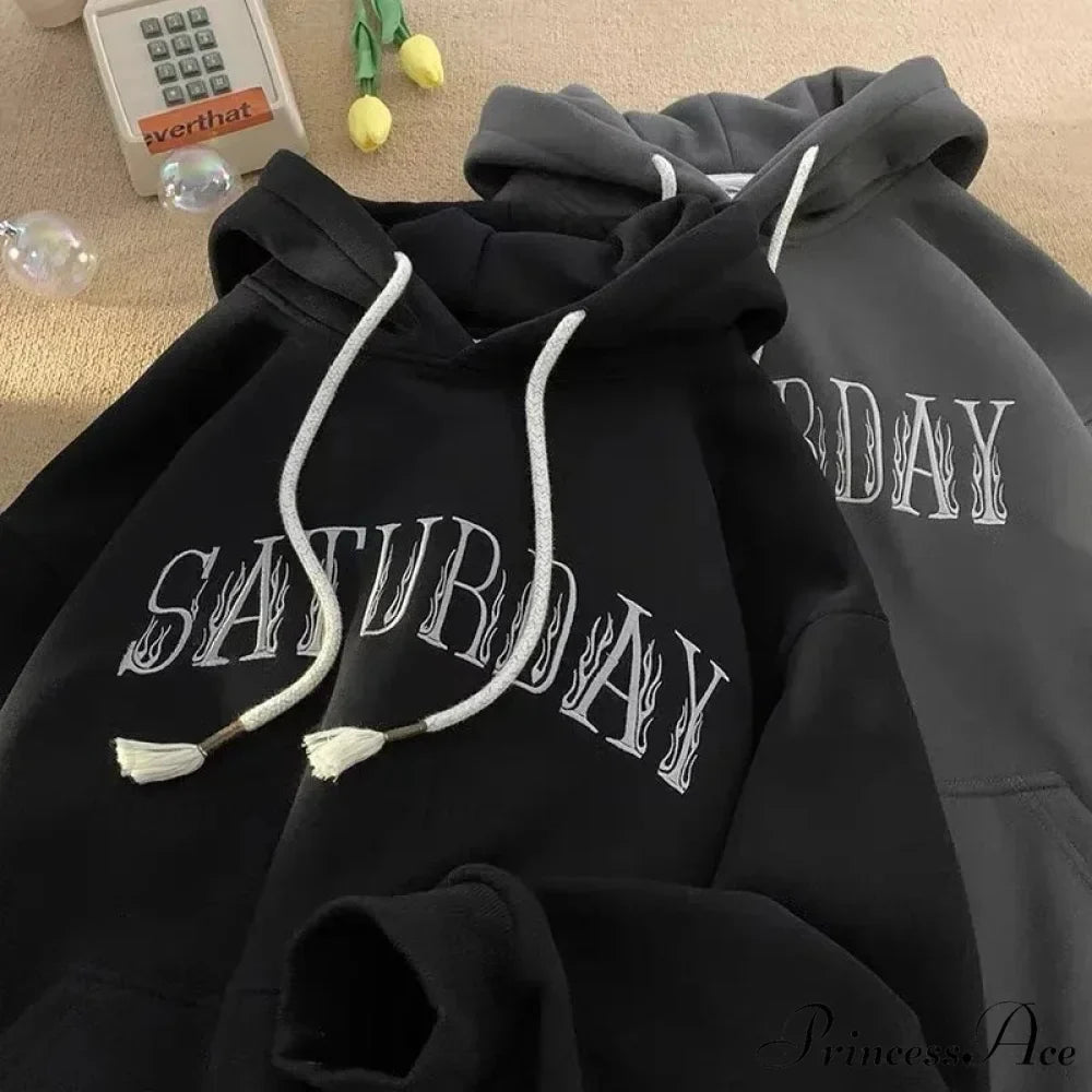 American Blaze Print Y2K Hoodie