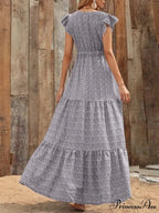 and swing long print skirt women's Spring V-neck large with floral design