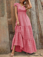 and swing long print skirt women's Spring V-neck large with floral design