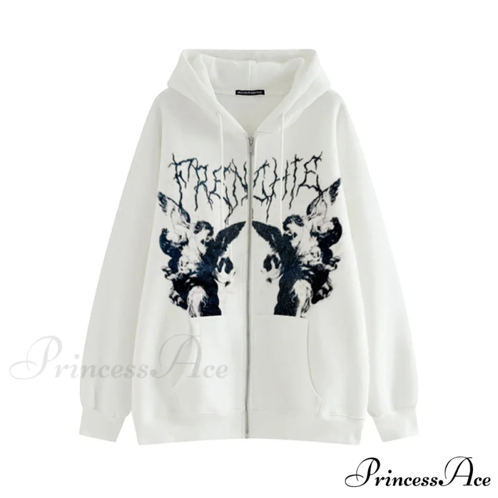 Angel Dark Print Streetwear Hoody Jacket