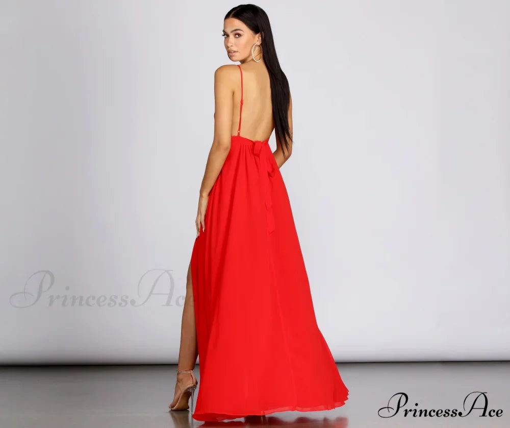 Angelique Formal High Charming Slit Lace Dress