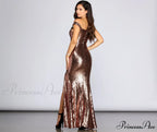 Anika Off The Charming Shoulder Sequin Dress
