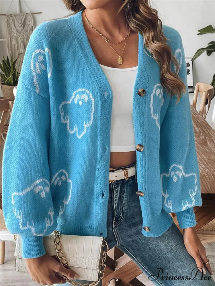 Animated Jacquard Halloween Button-up Cardigan