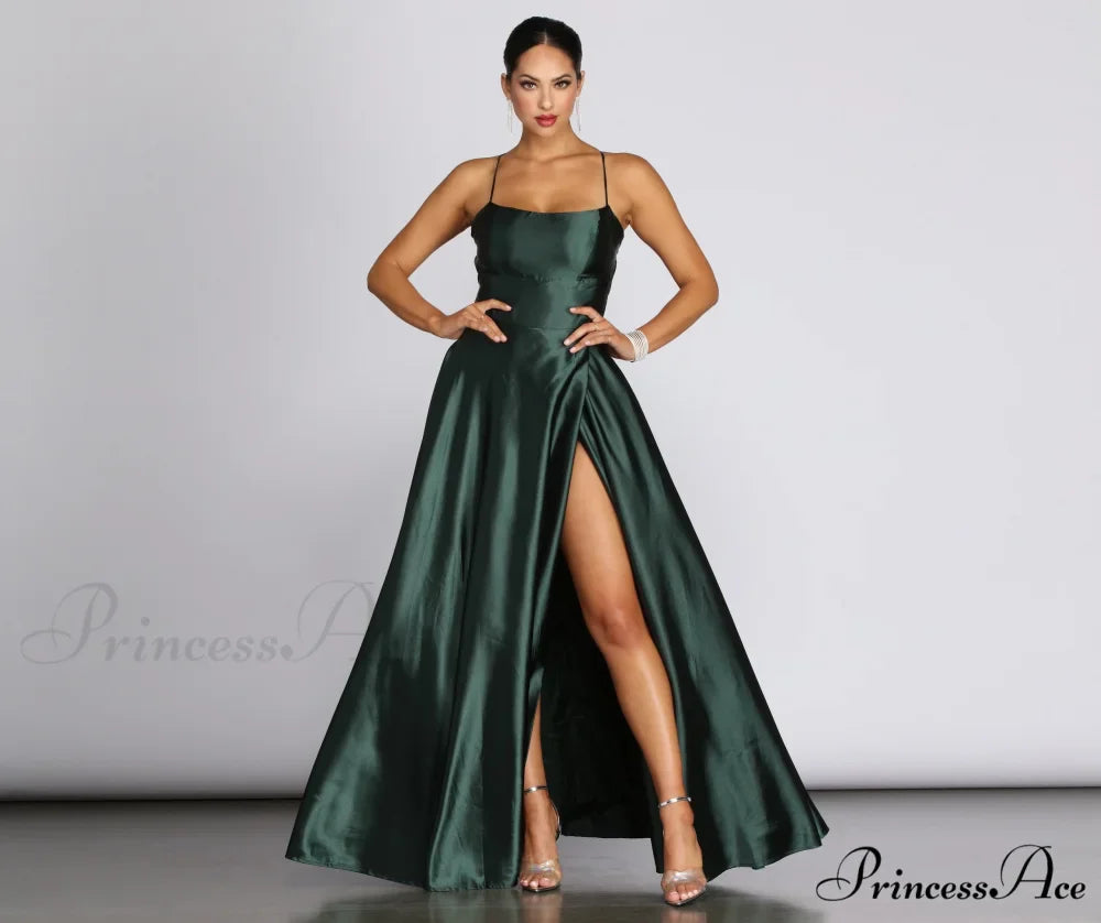 Anne Formal Stylish Lattice Satin Dress