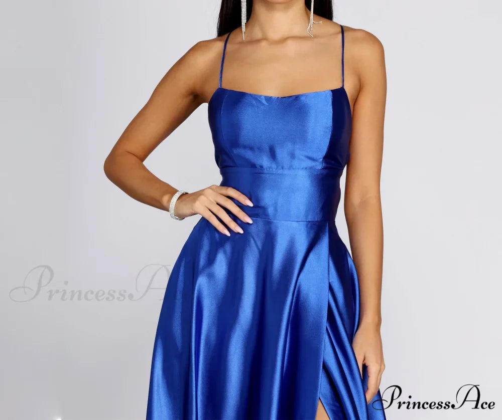 Anne Formal Stylish Lattice Satin Dress