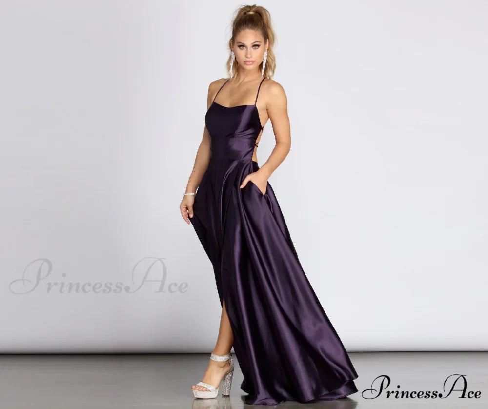 Anne Formal Stylish Lattice Satin Dress