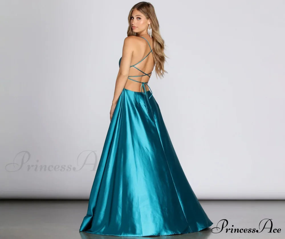 Anne Formal Stylish Lattice Satin Dress