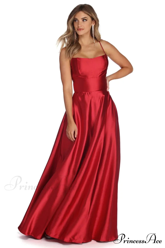 Anne Formal Stylish Lattice Satin Dress