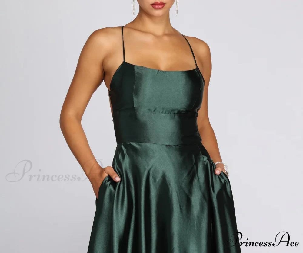Anne Formal Stylish Lattice Satin Dress