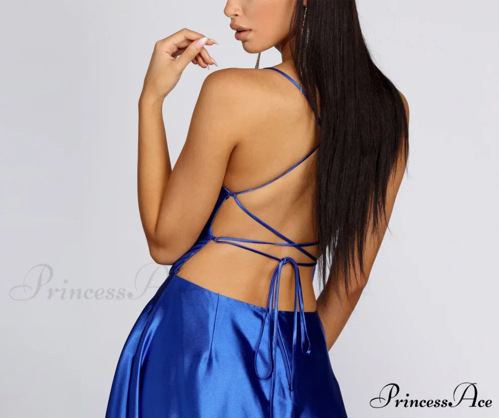 Anne Formal Stylish Lattice Satin Dress