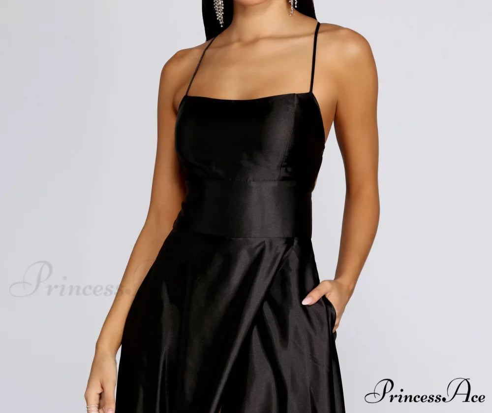 Anne Formal Stylish Lattice Satin Dress