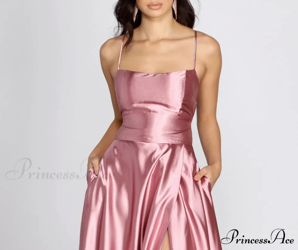 Anne Formal Stylish Lattice Satin Dress