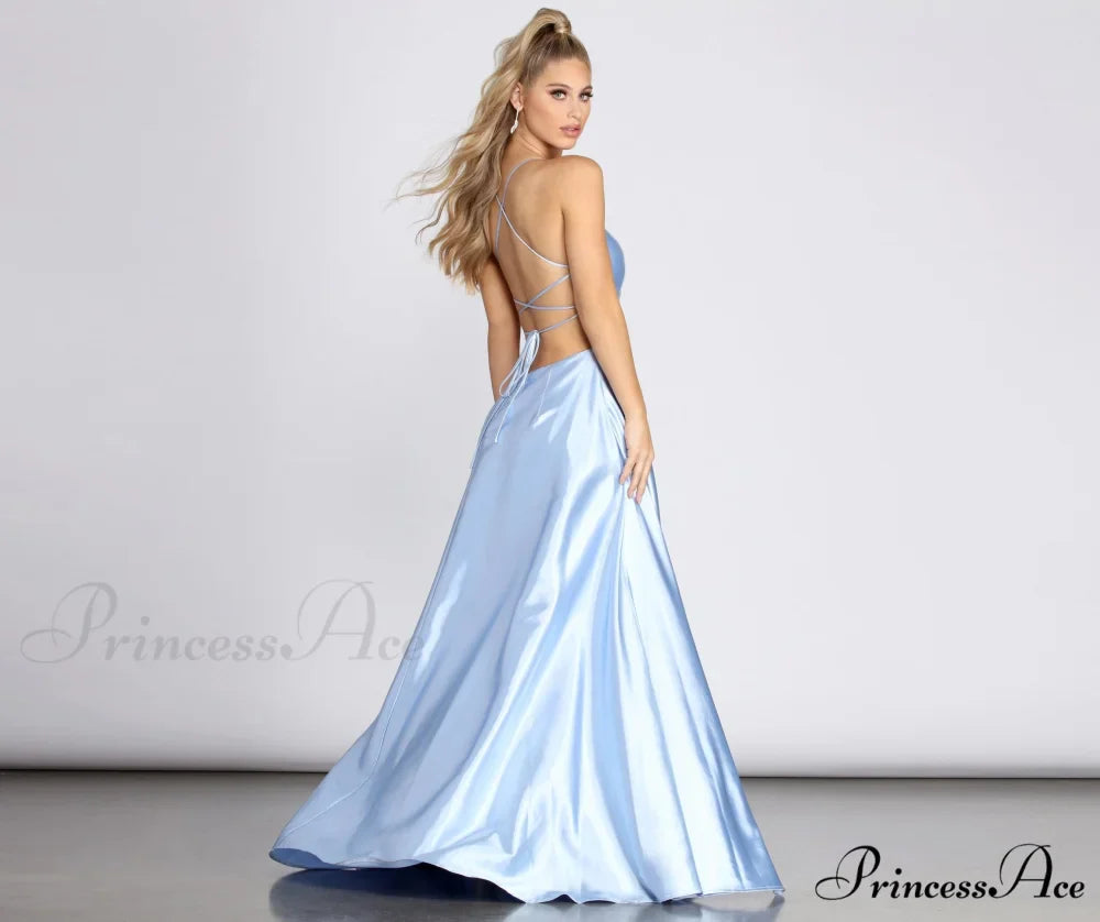 Anne Formal Stylish Lattice Satin Dress