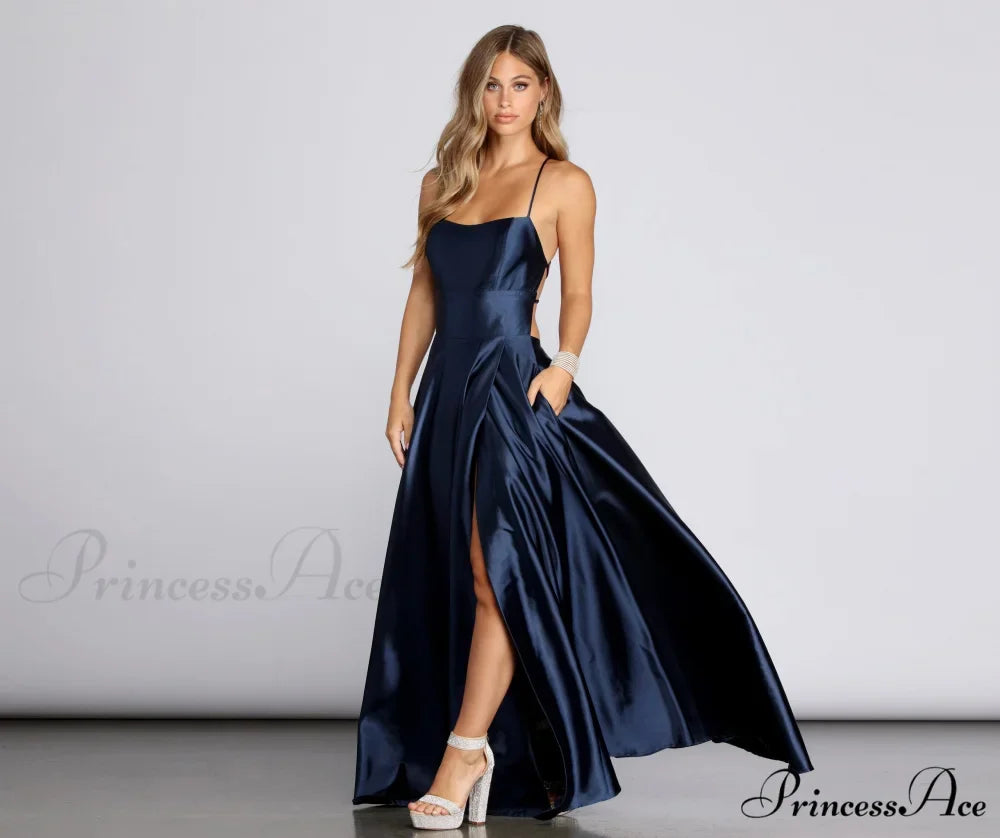 Anne Formal Stylish Lattice Satin Dress