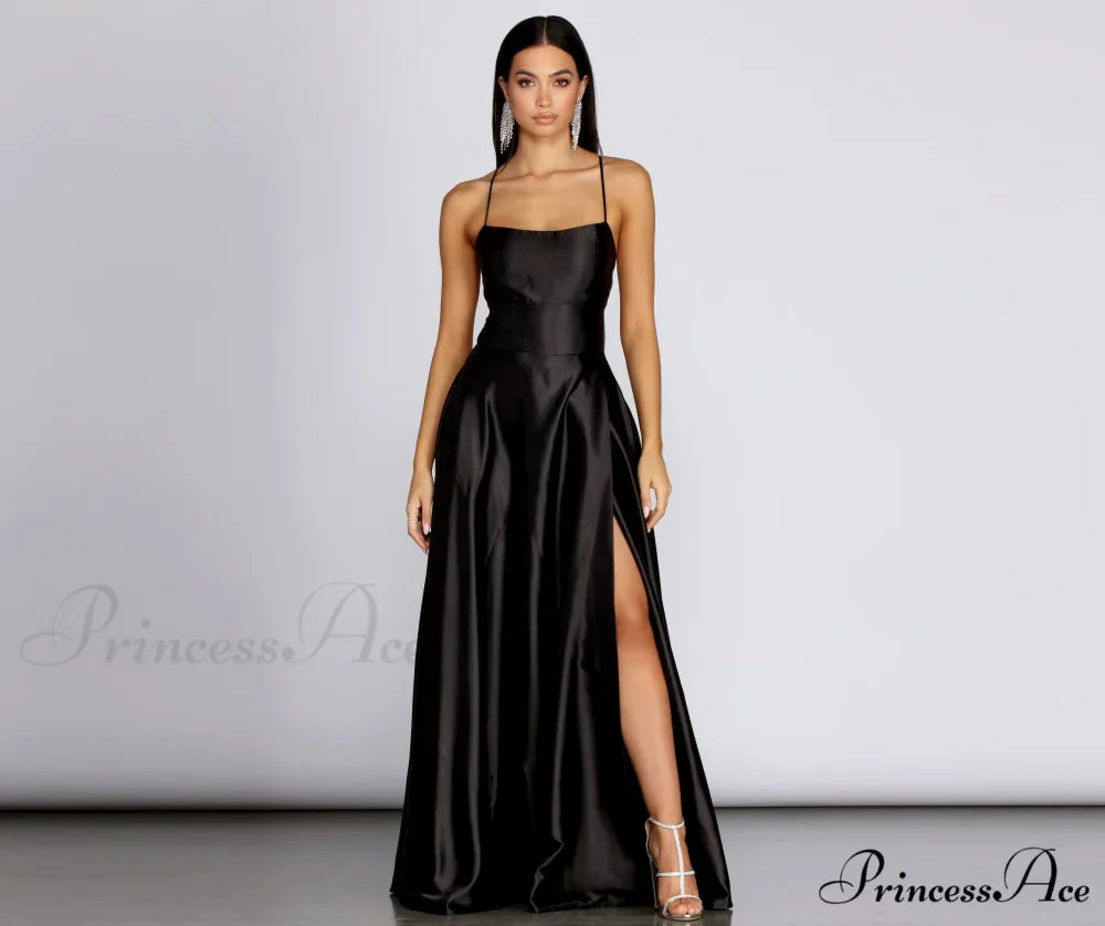 Anne Formal Stylish Lattice Satin Dress