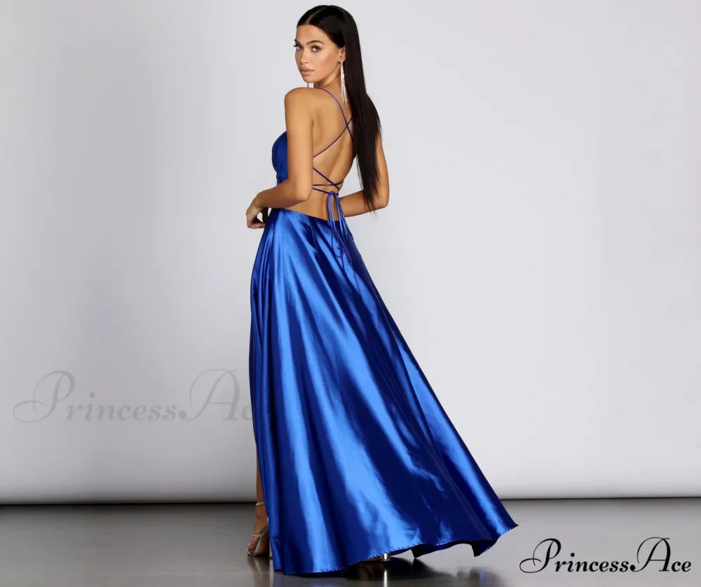 Anne Formal Stylish Lattice Satin Dress
