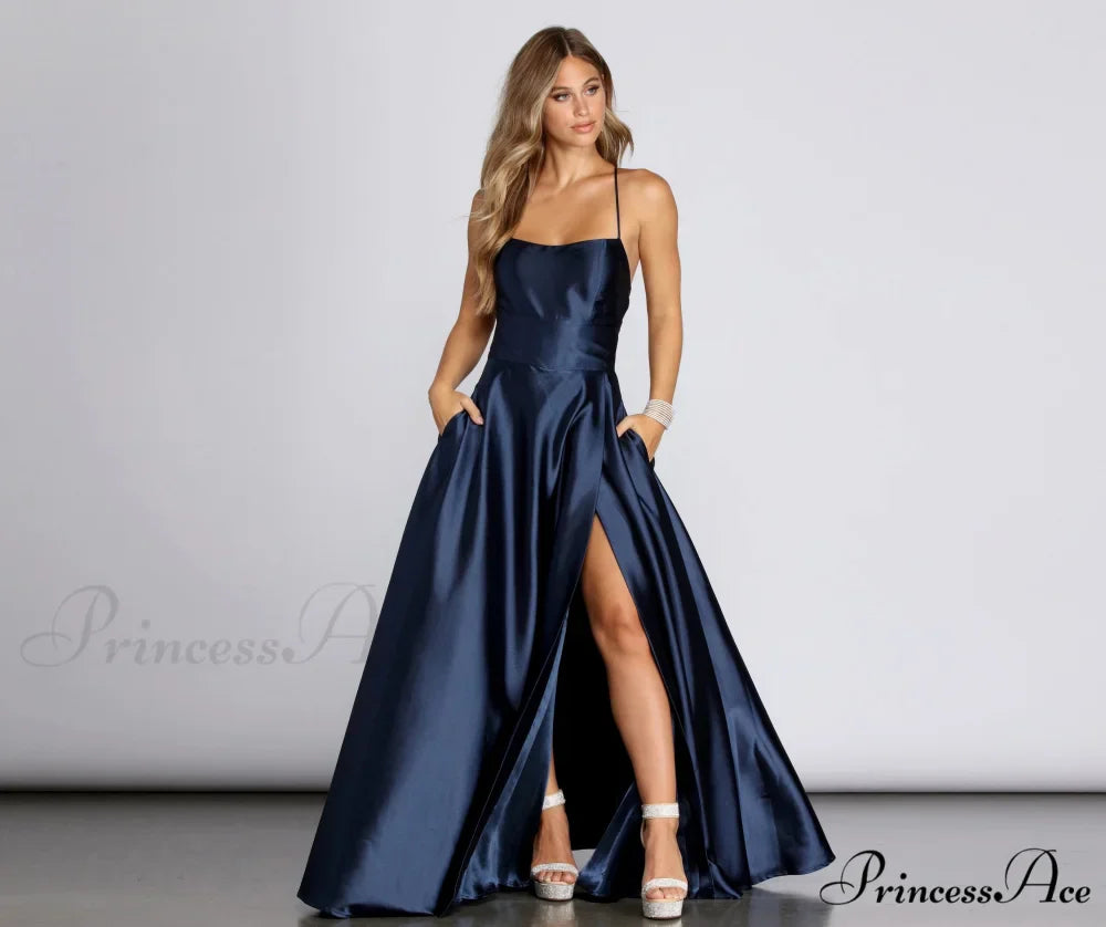 Anne Formal Stylish Lattice Satin Dress