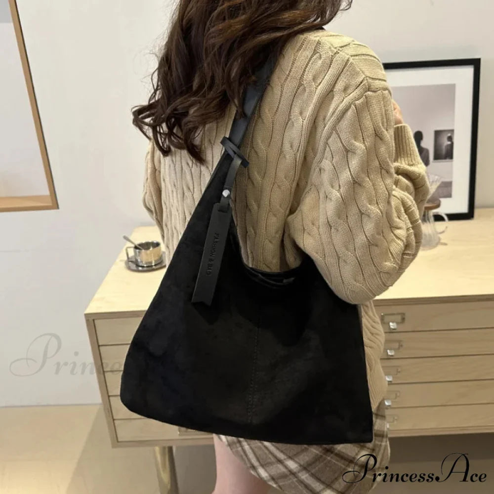 Antique Artificial Suede Spacious Shoulder Tote Bag