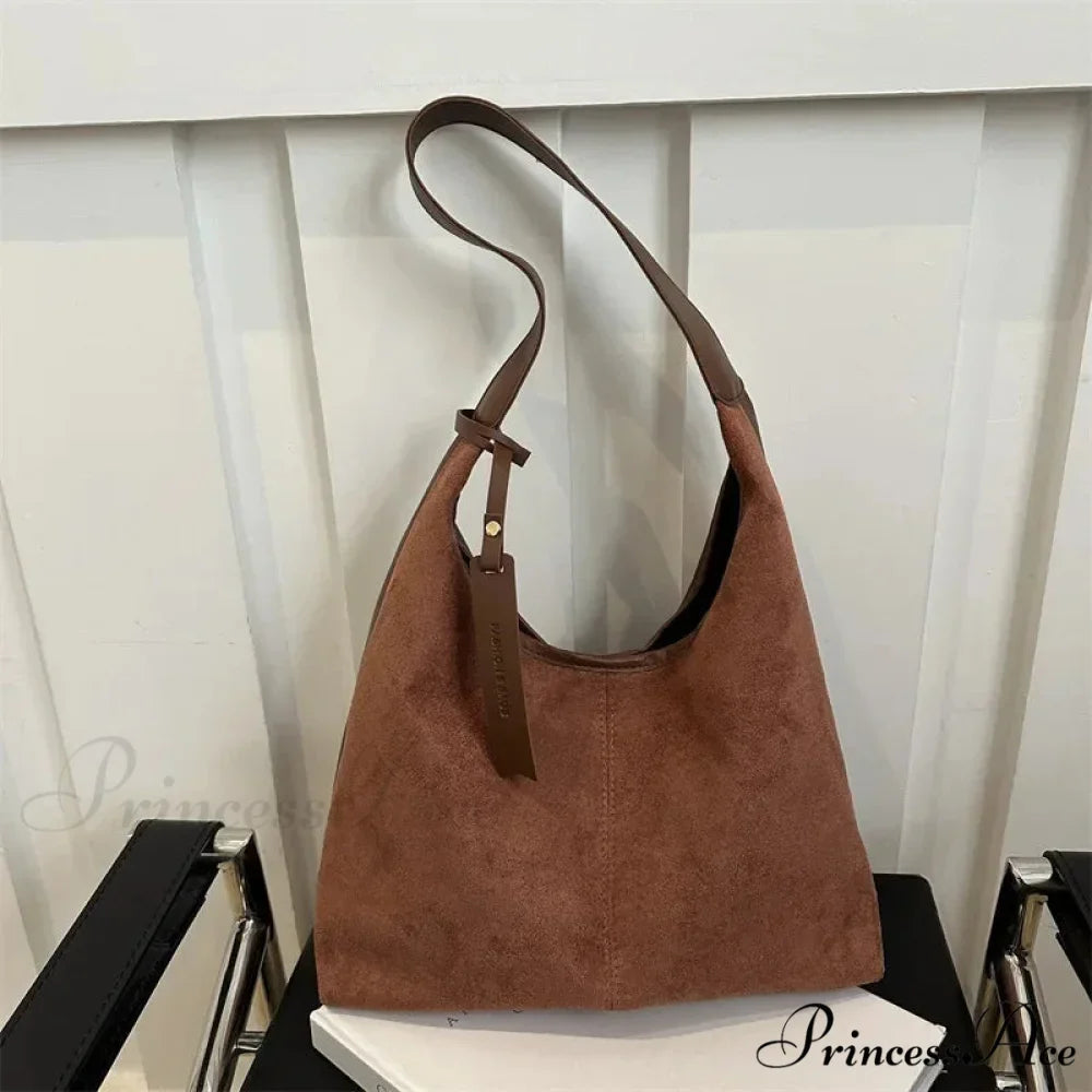 Antique Artificial Suede Spacious Shoulder Tote Bag