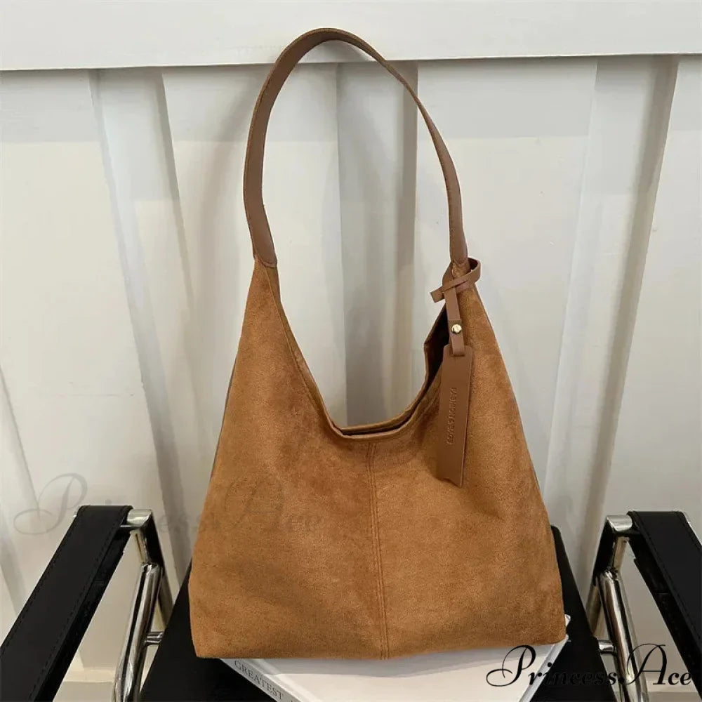Antique Artificial Suede Spacious Shoulder Tote Bag