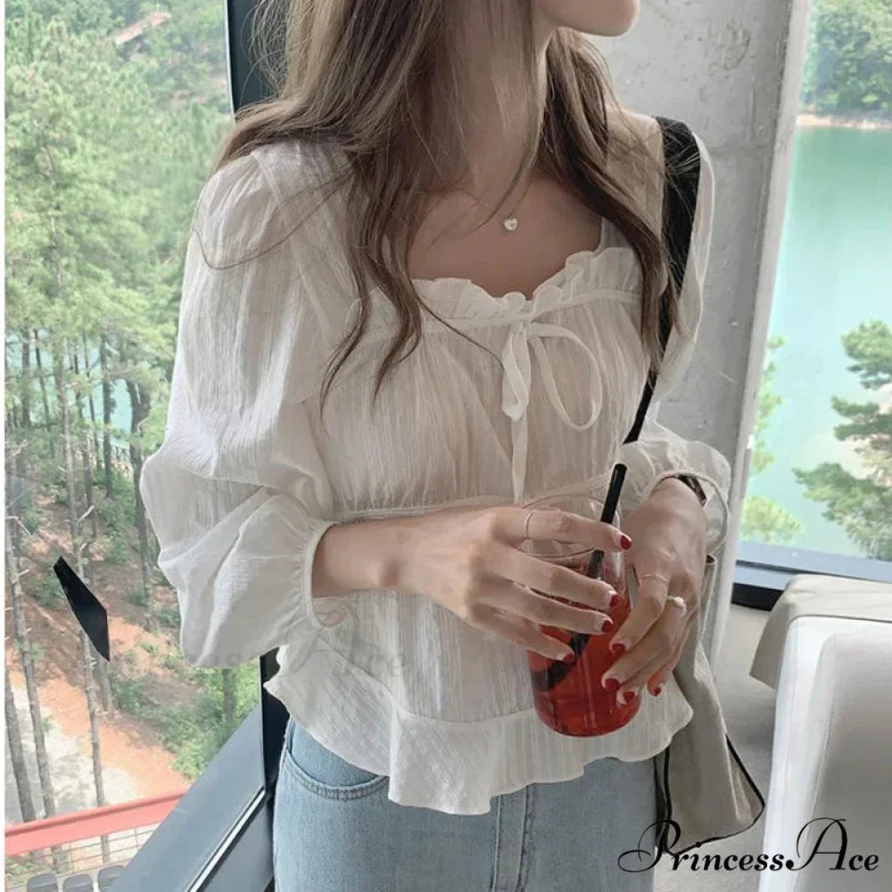 Antique Baggy Ivory Frilled Extended Sleeve Top