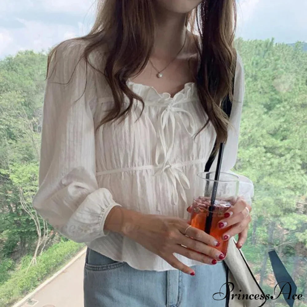 Antique Baggy Ivory Frilled Extended Sleeve Top