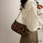 Antique Chain Fluffy Leopard Shoulder Bag