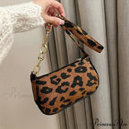 Antique Chain Fluffy Leopard Shoulder Bag