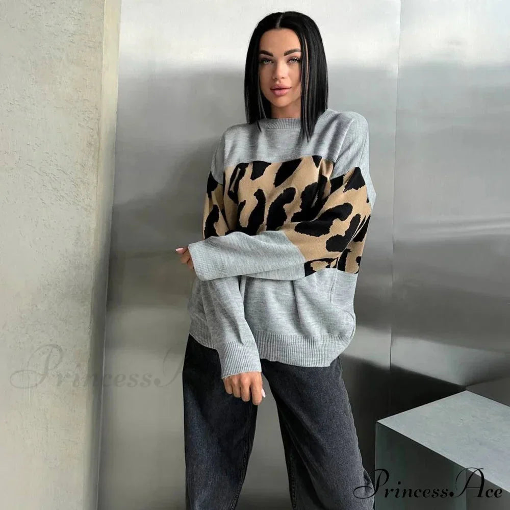 Antique Cheetah Pattern Baggy Jumbo Sweater