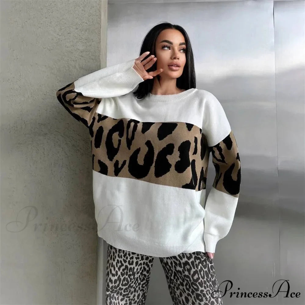 Antique Cheetah Pattern Baggy Jumbo Sweater