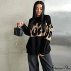Antique Cheetah Pattern Baggy Jumbo Sweater
