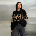 Antique Cheetah Pattern Baggy Jumbo Sweater
