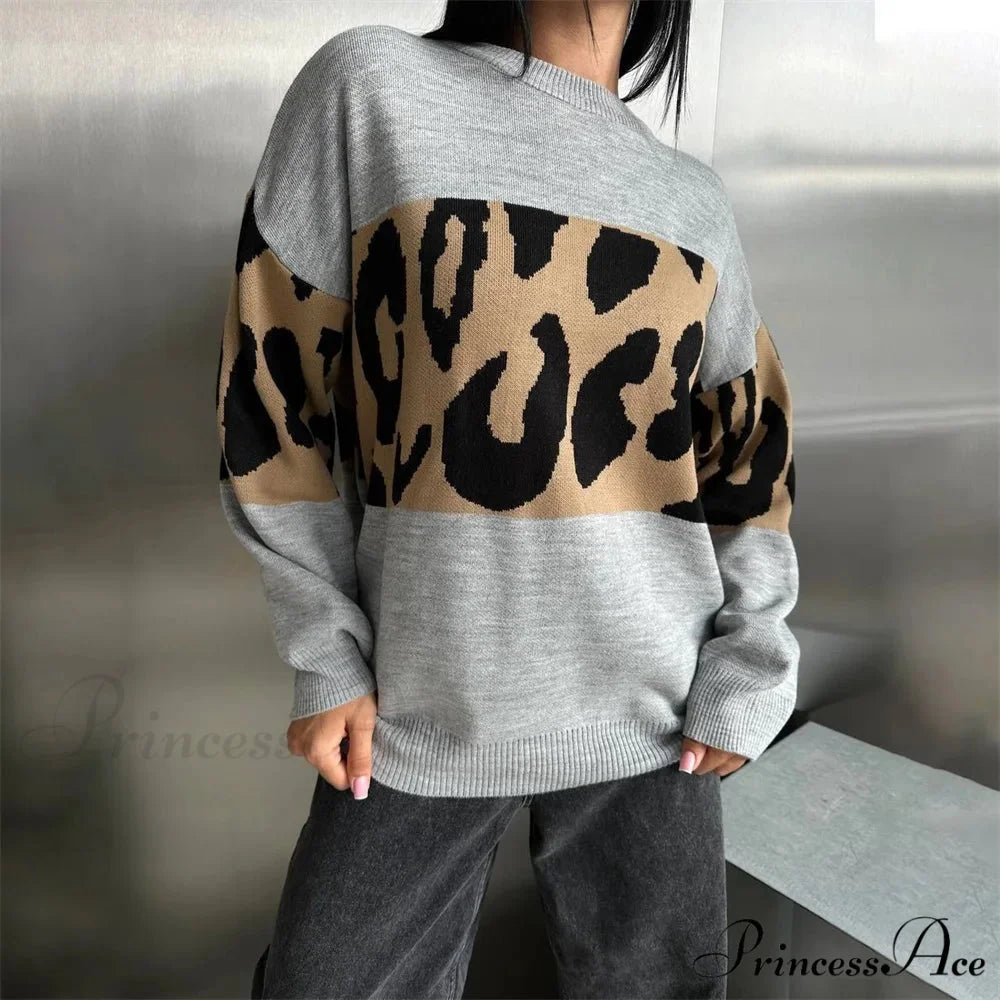 Antique Cheetah Pattern Baggy Jumbo Sweater