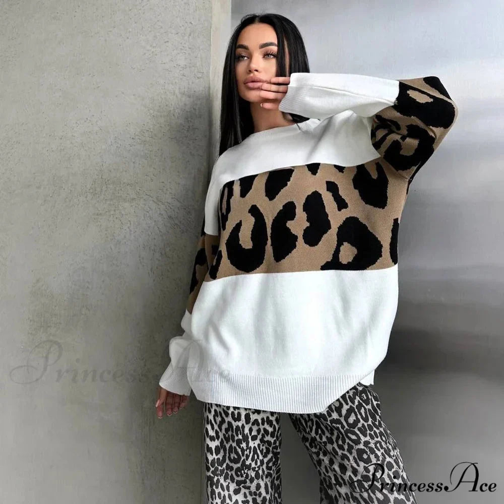 Antique Cheetah Pattern Baggy Jumbo Sweater