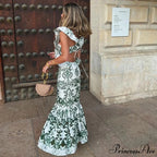 Antique Cotton Flowery Bohemian Dress