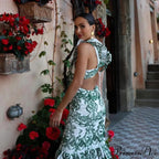 Antique Cotton Flowery Bohemian Dress