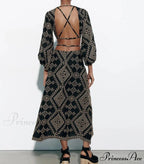 Antique Cultural Stitching Bohemian Dress