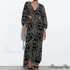 Antique Cultural Stitching Bohemian Dress