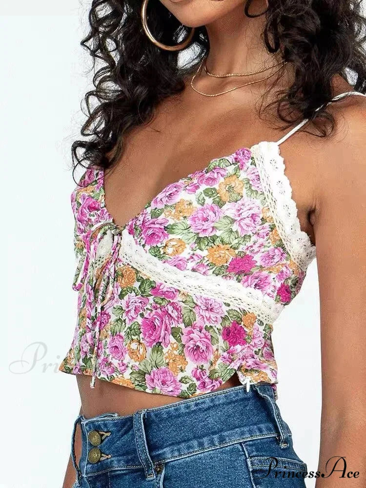 Antique Flowery Lace Midriff Top