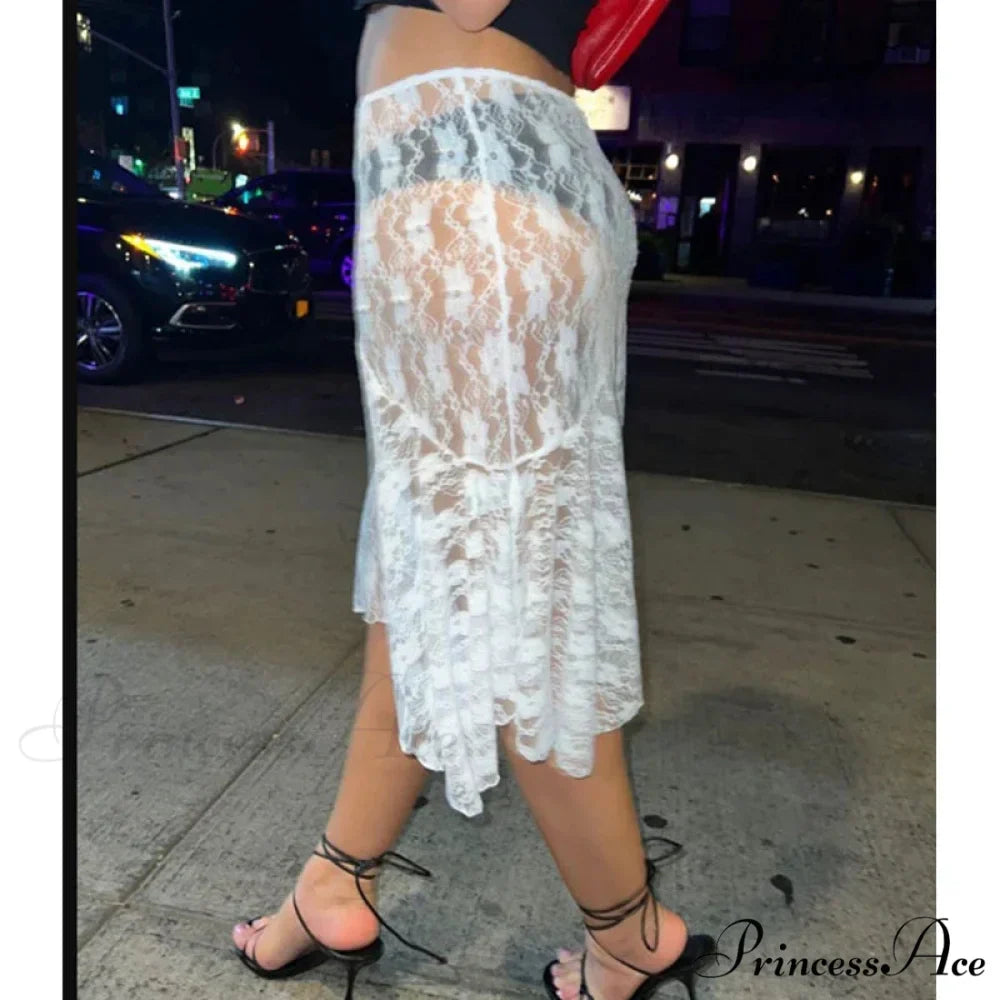 Antique Flowery Transparent Festive Seaside Elegant Skirt