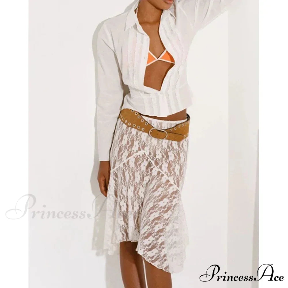 Antique Flowery Transparent Festive Seaside Elegant Skirt