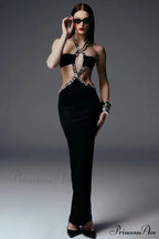 Antique Gothic Bandeau Bodycon Beaded Prom Dress