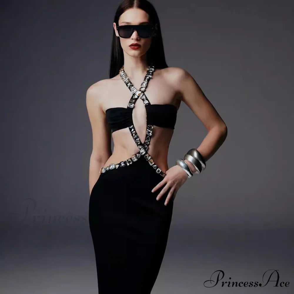 Antique Gothic Bandeau Bodycon Beaded Prom Dress