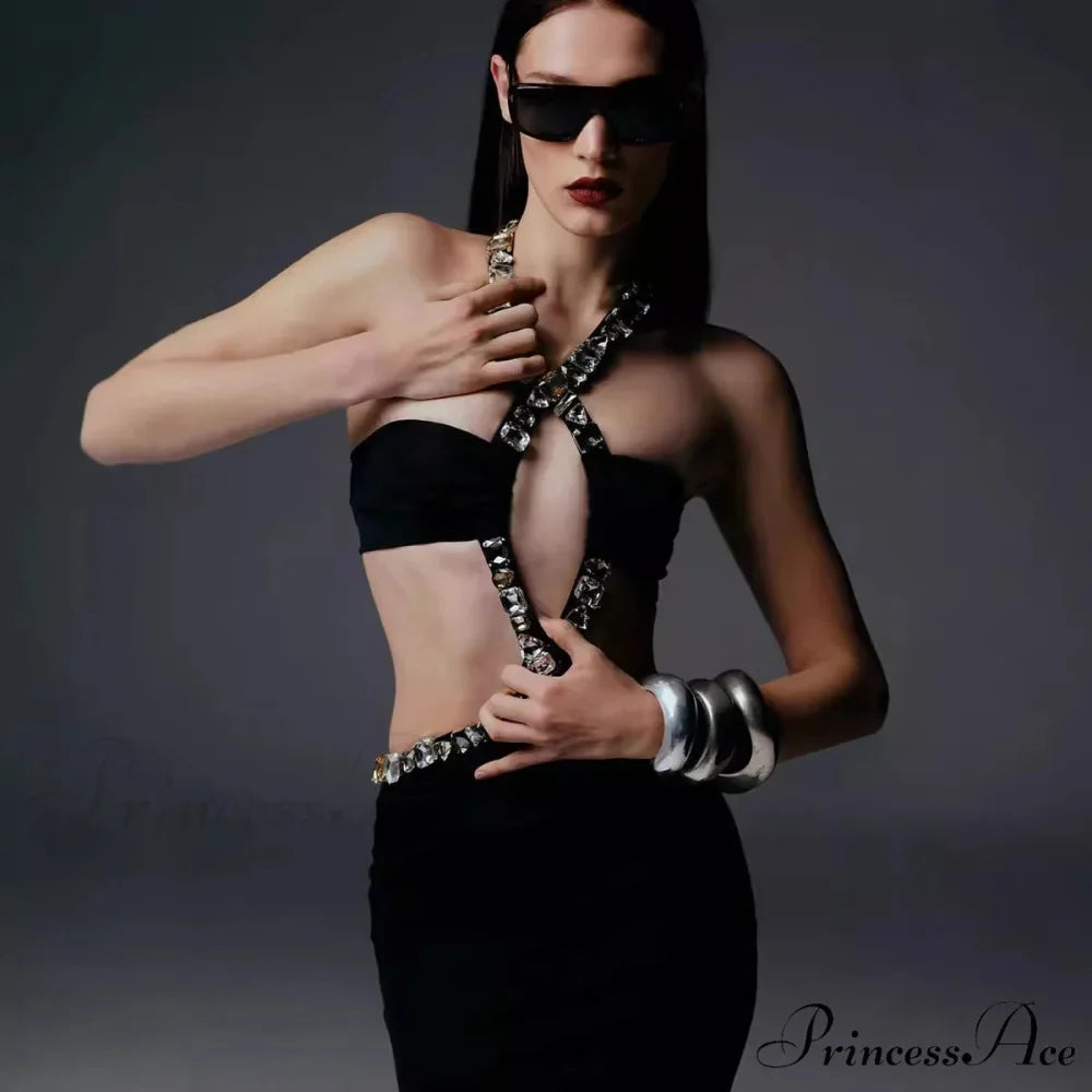 Antique Gothic Bandeau Bodycon Beaded Prom Dress