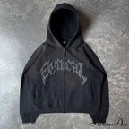 Antique Gothic Printed Zipper Hoodie