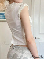 Antique Lace Edging Cap Sleeve Bandage Top